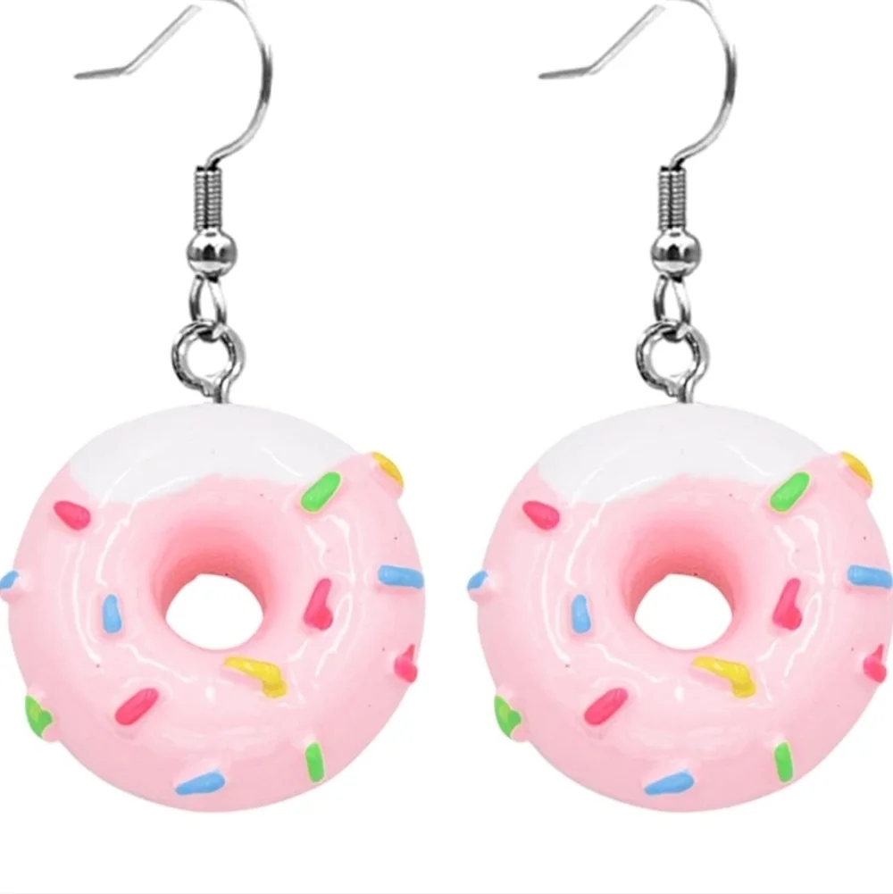 Pink and White Donut Earrings